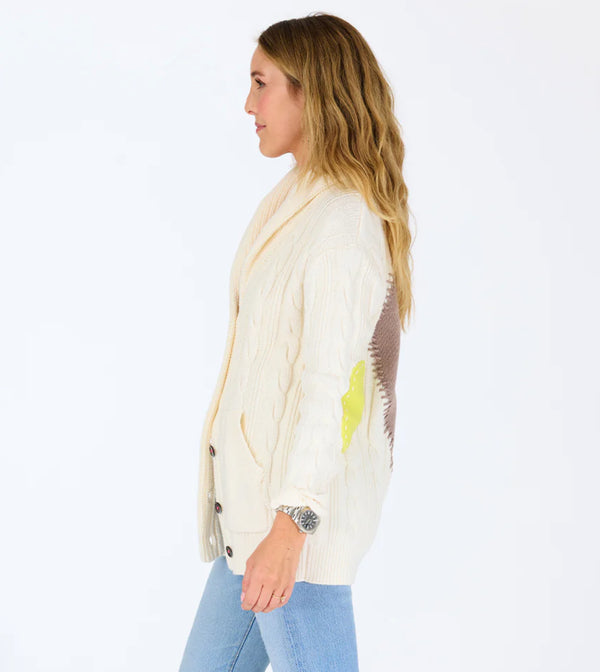 Shawl Collar Helen Imperfect Heart Cardigan in Natural - Romantiques