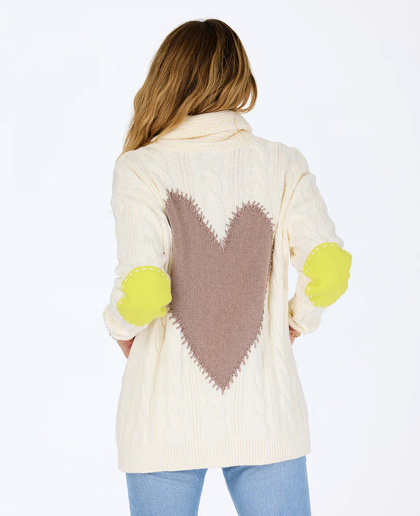 Shawl Collar Helen Imperfect Heart Cardigan in Natural - Romantiques