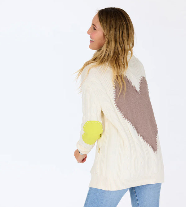 Shawl Collar Helen Imperfect Heart Cardigan in Natural - Romantiques