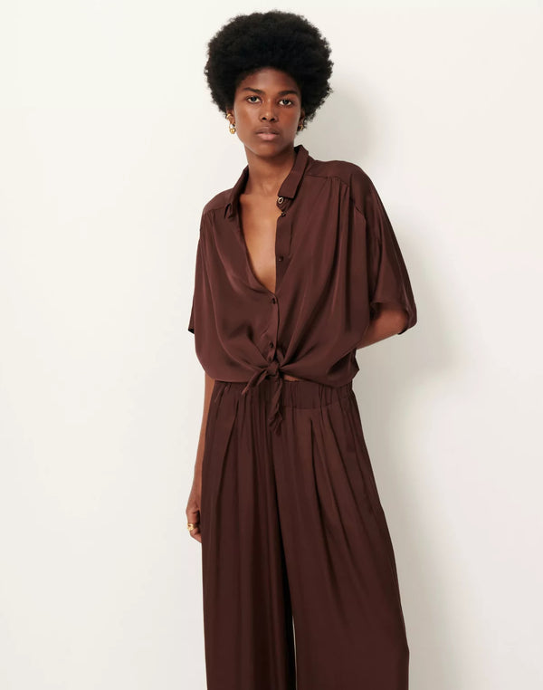 Alfassa Tie Shirt in Moka - Romantiques