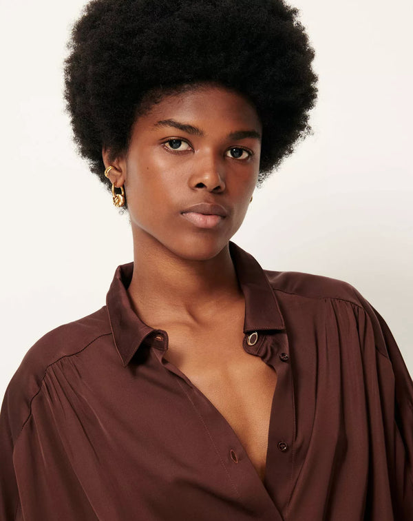 Alfassa Tie Shirt in Moka - Romantiques