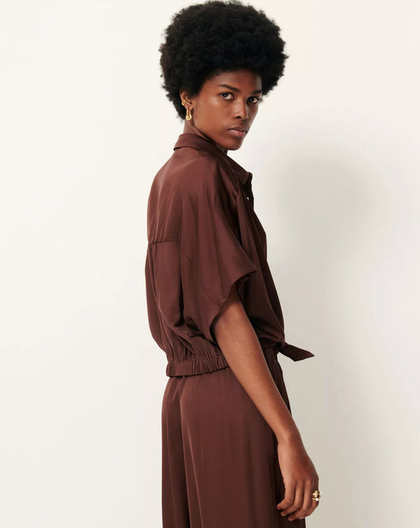 Alfassa Tie Shirt in Moka - Romantiques