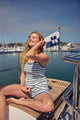 Seaside Striped Navy and Ivory Cami with Picot-Edge Straps