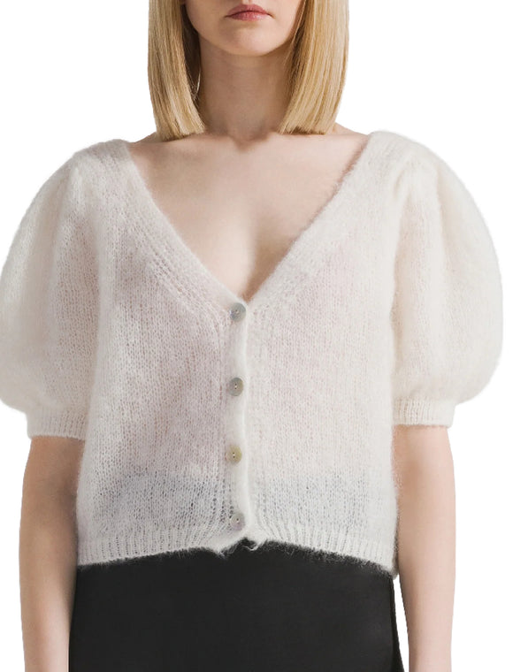 Harper Mohair Cardigan in Soft White - Romantiques