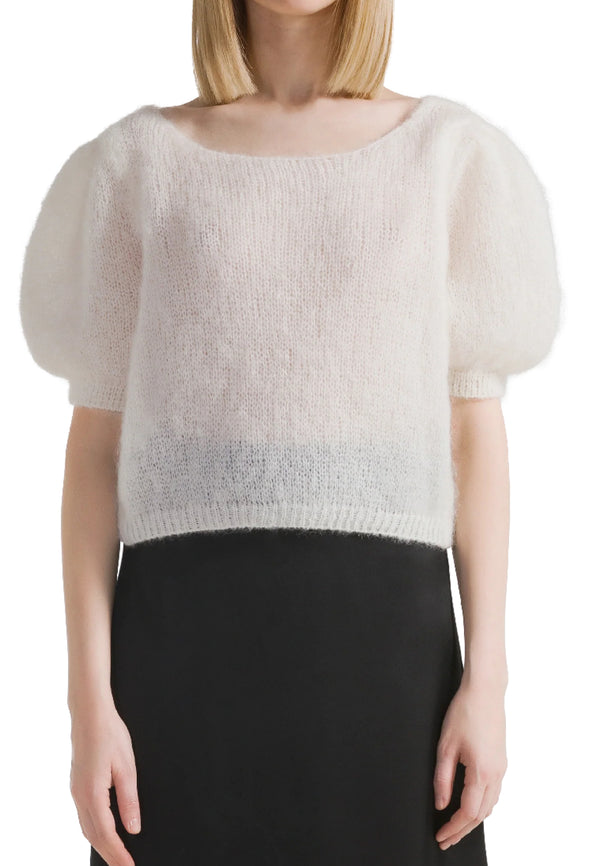 Harper Mohair Cardigan in Soft White - Romantiques