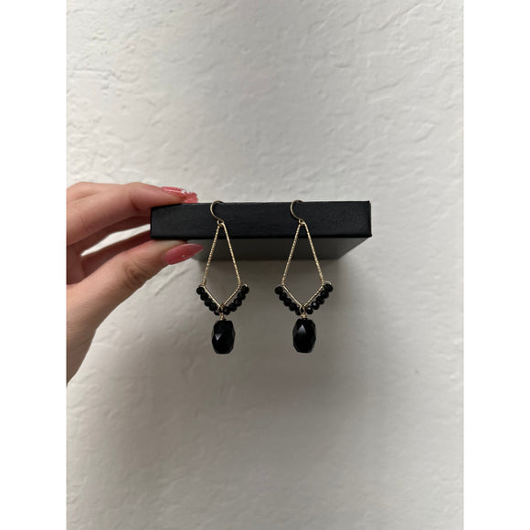 Black Spinel and Swarovski chandelier Earrings