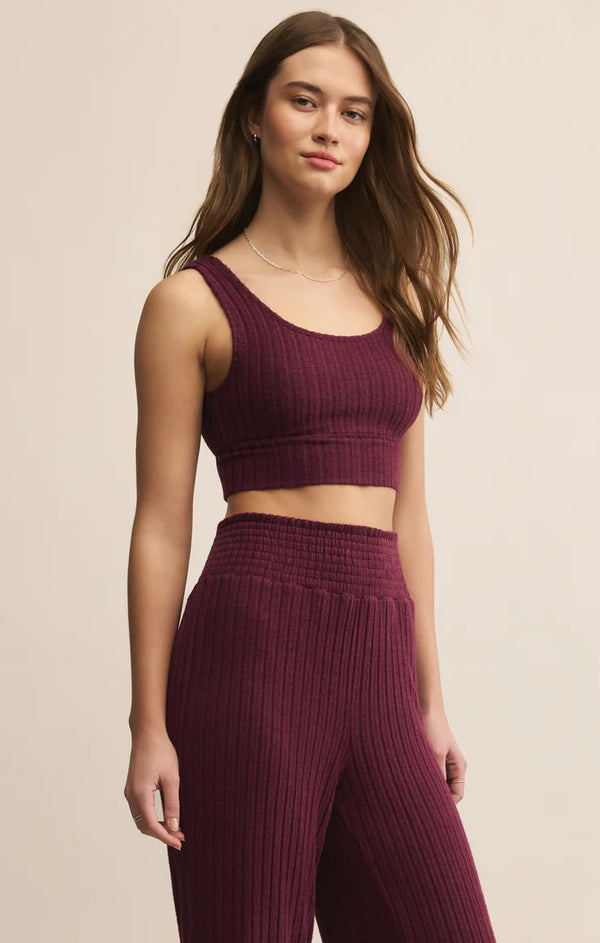 Zoe Rib Tank Bra in Merlot - Romantiques