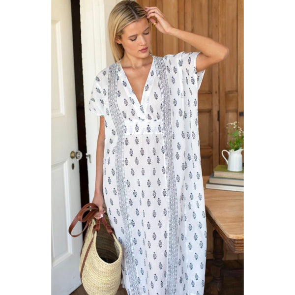 Francina Caftan Dress in  Marguerite Ivory - Romantiques