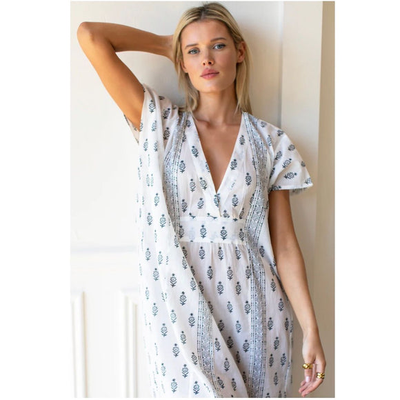 Francina Caftan Dress in  Marguerite Ivory - Romantiques