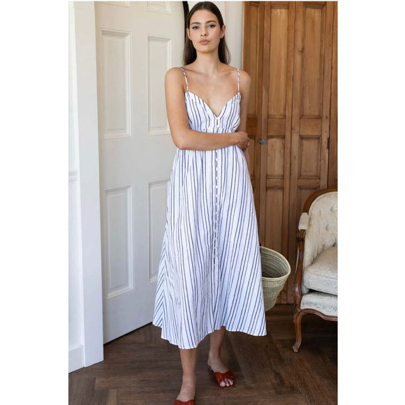 Ladder Dress with Textured Blue Stripes - Romantiques