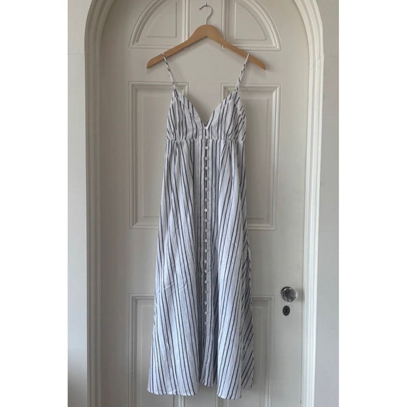 Ladder Dress with Textured Blue Stripes - Romantiques