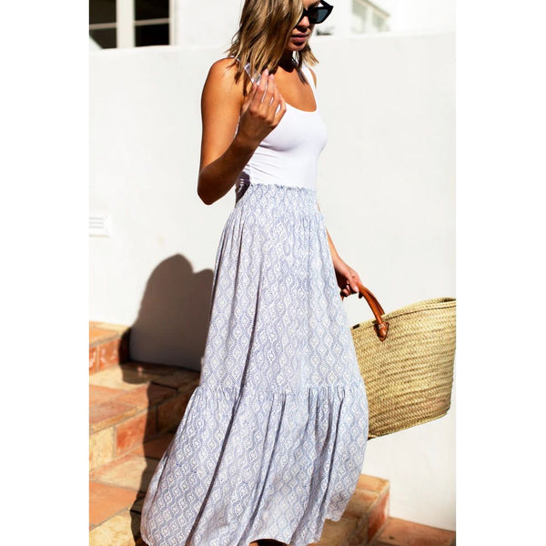 Emerson Fry Shirred Skirt in Solstice  Indigo - Romantiques