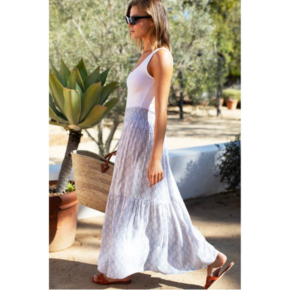 Emerson Fry Shirred Skirt in Solstice  Indigo - Romantiques