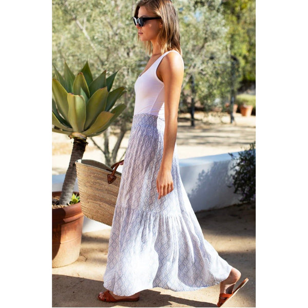 Emerson Fry Shirred Skirt in Solstice  Indigo - Romantiques