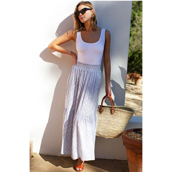 Emerson Fry Shirred Skirt in Solstice  Indigo - Romantiques