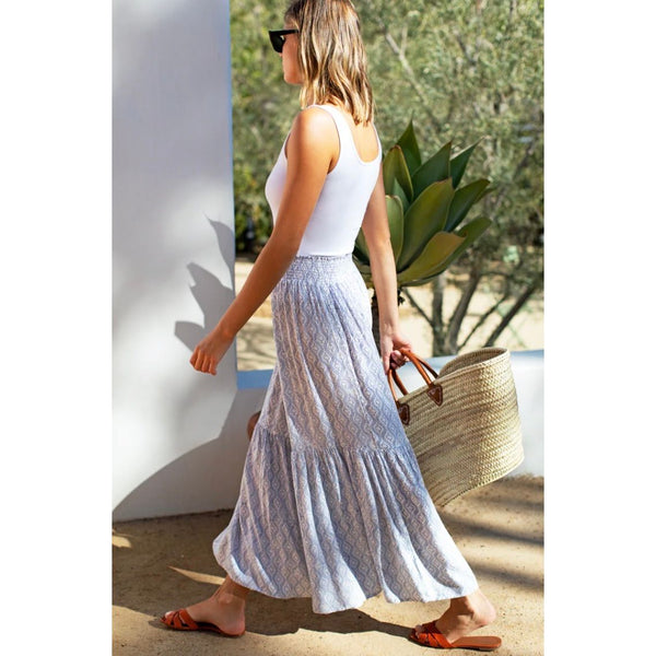 Emerson Fry Shirred Skirt in Solstice  Indigo - Romantiques