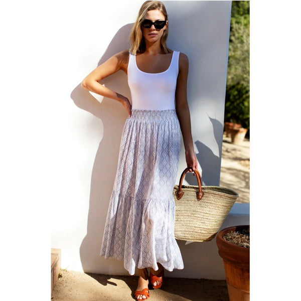 Emerson Fry Shirred Skirt in Solstice  Indigo - Romantiques