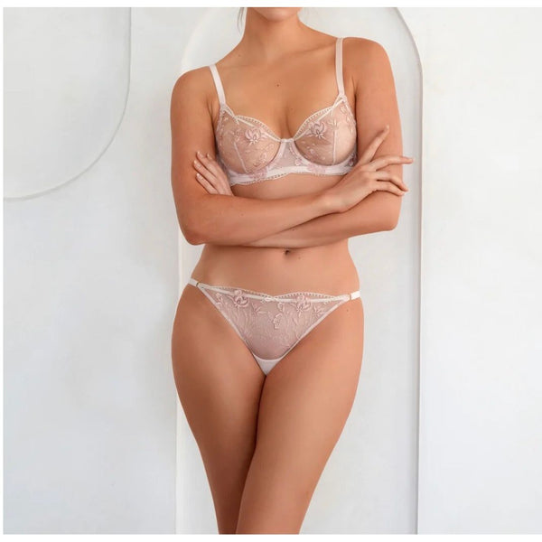 Embroidered Lace Underwire Bra - Blush - Romantiques