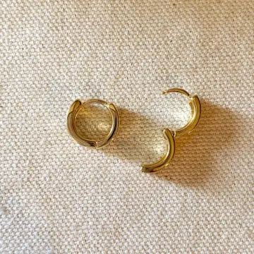 Gold Chunky Flat Clicker Hoop Earrings - Romantiques