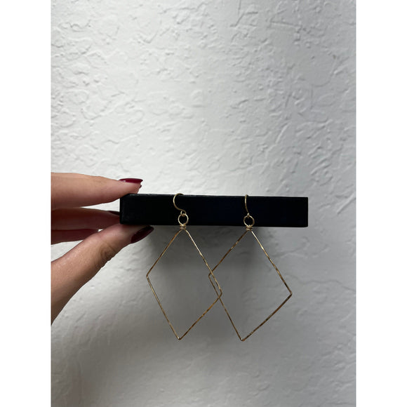 Large Hammered Wire Diamond Earrings  in 14k Gold FIll - Romantiques