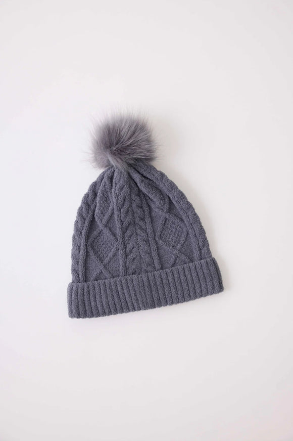 PJ Salvage Cable Knit Slide in Charcoal
