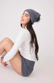 PJ Salvage Cable Knit Slide in Charcoal