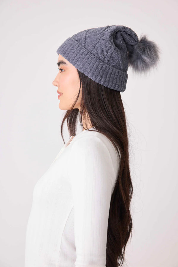 PJ Salvage Cable Knit Slide in Charcoal
