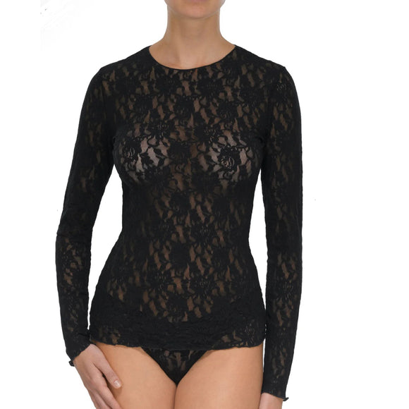Signature Lace Long Sleeve Top in Black - Romantiques