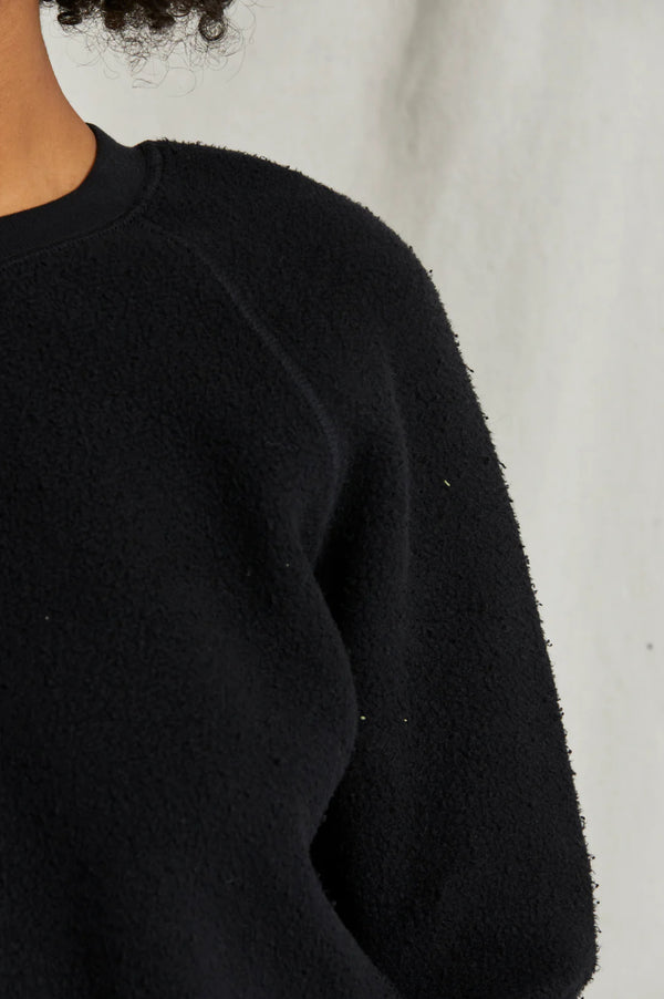 Ziggy Inside Out Fleece Long Sleeve Crewneck in White & Black - Romantiques