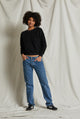 Ziggy Inside Out Fleece Long Sleeve Crewneck in White & Black - Romantiques