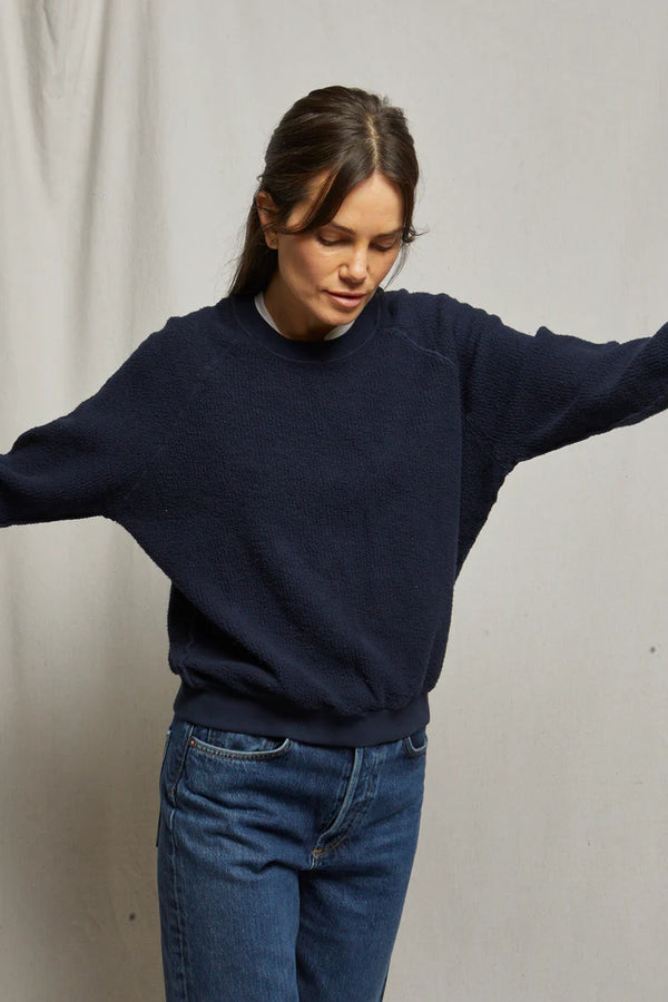 Ziggy Inside Out Cotton Fleece Sweatshirt in Navy - Romantiques