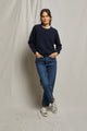 Ziggy Inside Out Cotton Fleece Sweatshirt in Navy - Romantiques