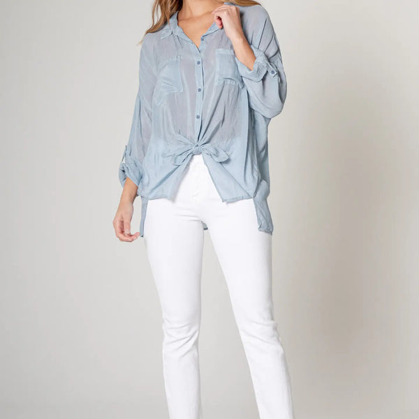 Dahlia Cargo Pocket Top in Powder Blue - Romantiques