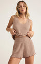 Sloane V-Neck Rib Tank in Iced Coffee - Romantiques