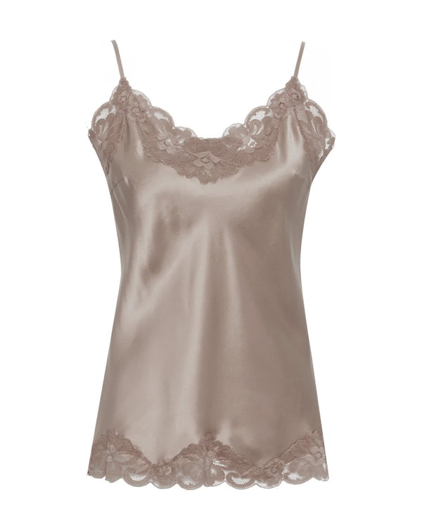 Gold Hawk: Silk Floral Lace Camisole In Light Taupe