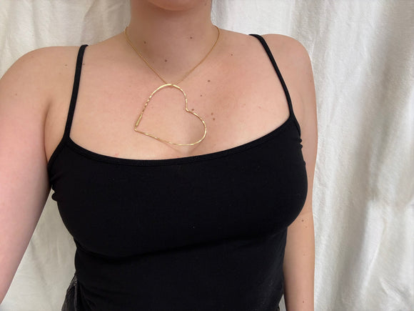 Big Hammered Heart Necklace - Romantiques