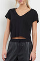 Suri Deep V-Cap Sleeve Tee - Romantiques