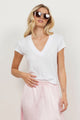 Suri Deep V-Cap Sleeve Tee - Romantiques