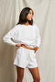 Sami Boucle Raglan Crew Neck in White - Romantiques