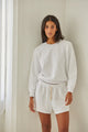 Sami Boucle Raglan Crew Neck in White - Romantiques