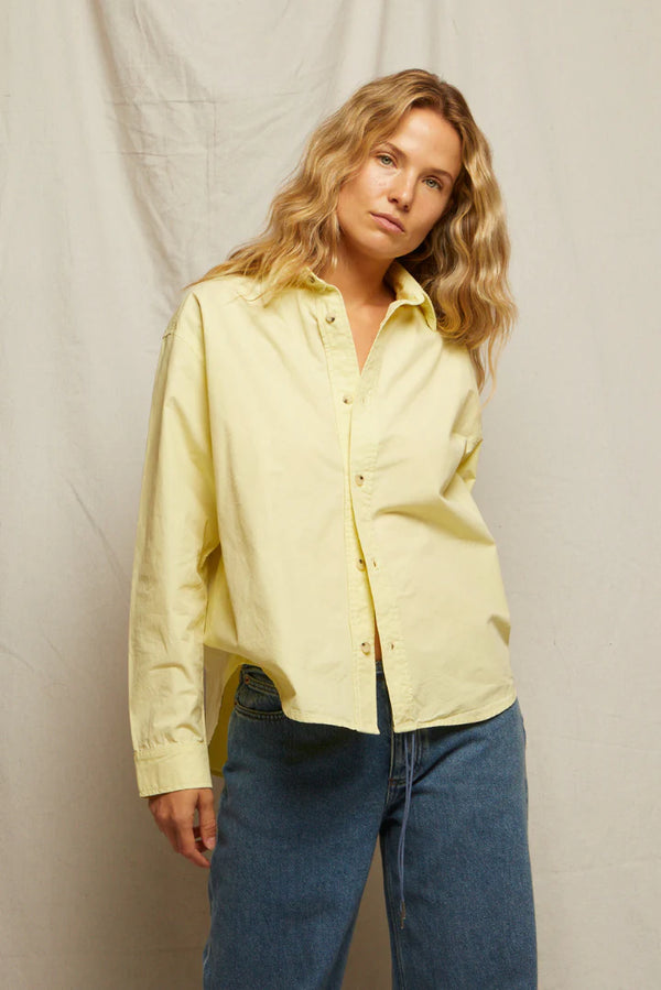 James Chutte Cotton Poplin Button Down Banana In Yellow - Romantiques