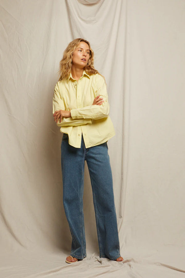 James Chutte Cotton Poplin Button Down Banana In Yellow - Romantiques