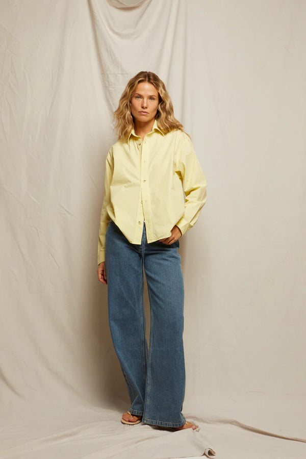 James Chutte Cotton Poplin Button Down Banana In Yellow - Romantiques