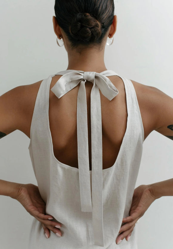 Lillian Midi Dress in Natural - Romantiques