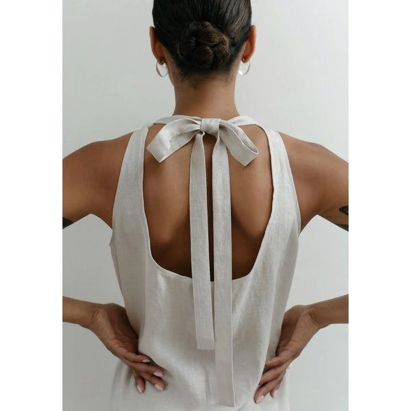 Lillian Midi Dress in Natural - Romantiques
