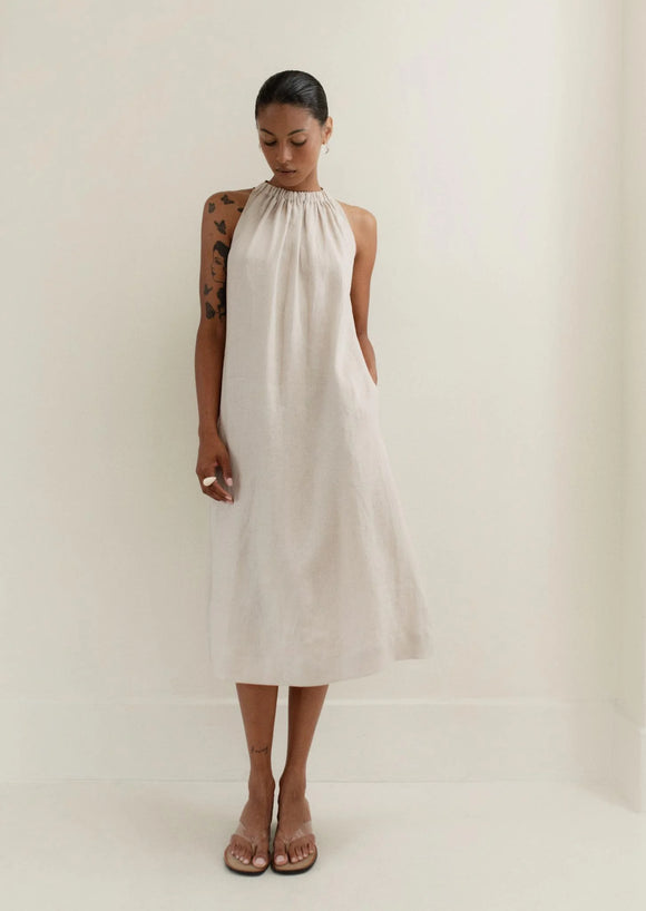 Lillian Midi Dress in Natural - Romantiques