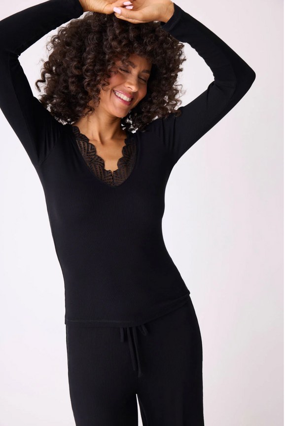 PJ Salvage Long Sleeve Lacey Basics Top - Romantiques
