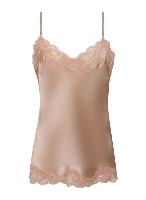 Gold Hawk: Silk Floral Lace Camisole In Rose Beige