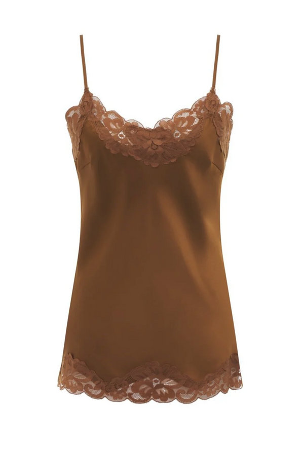 Gold Hawk: Silk Floral Lace Camisole In Bronze