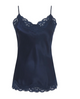 Gold Hawk: Silk Floral Lace Camisole In Blue Ink